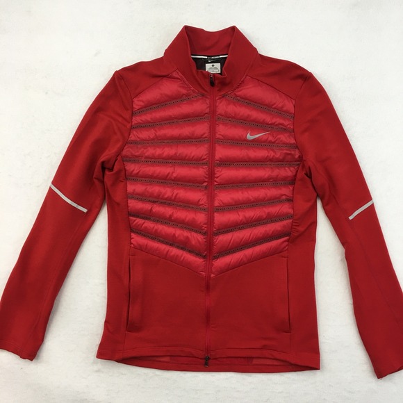 Nike Mens Aeroloft 800 Hybrid Goose Down Puffer Running Jogging Jacket Red M